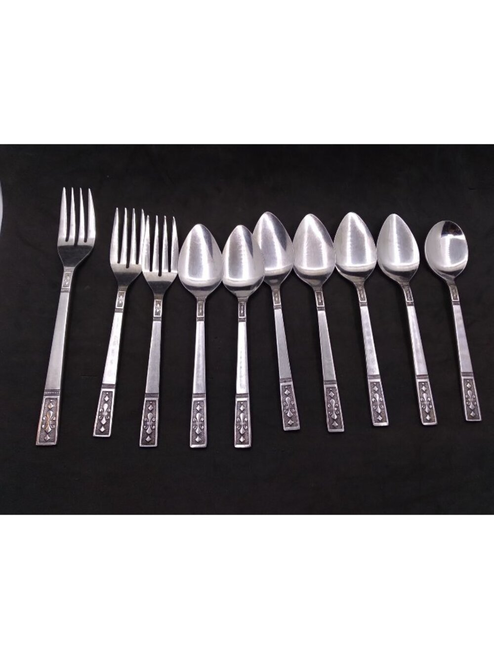 Vtg. Interpur Cortina Stainless  Flatware Japan forks & sm. spoons 10 pieces